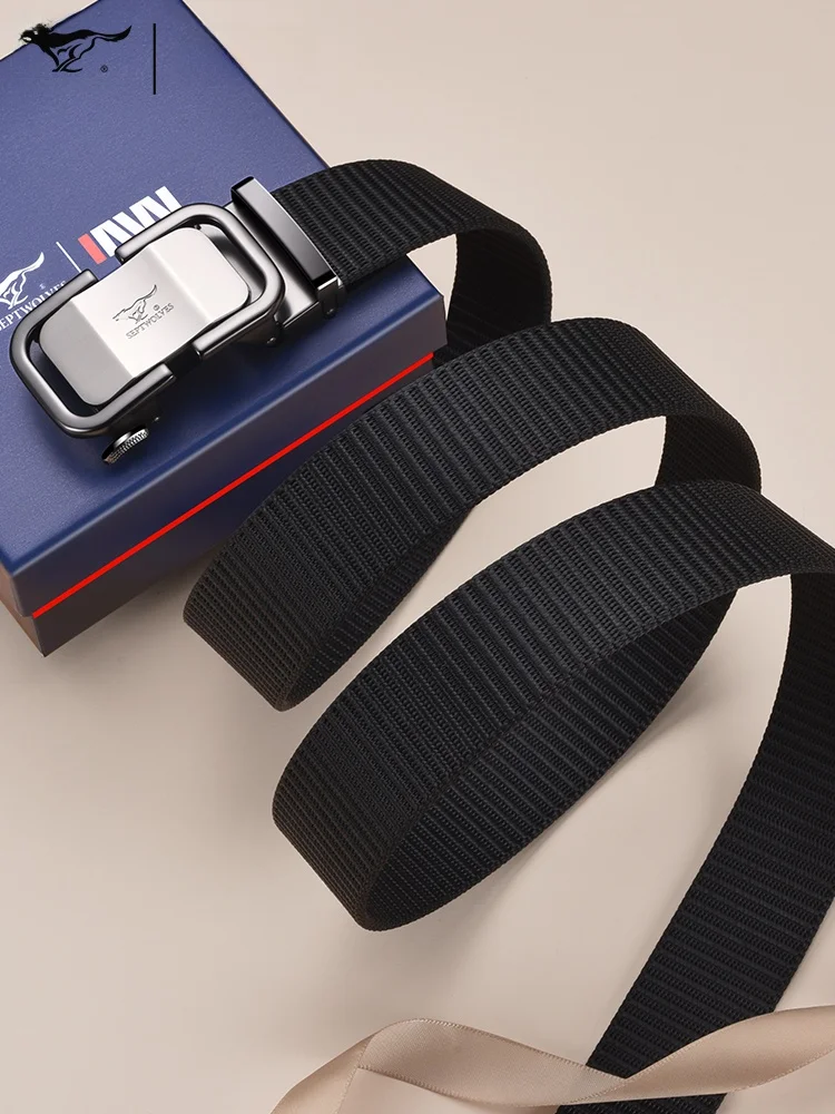 septwolves-新しいメンズ自動バックル織ベルトアウトドアカジュアルミリタリートレーニングパンツウエストベルト通気性のあるレザーベルト