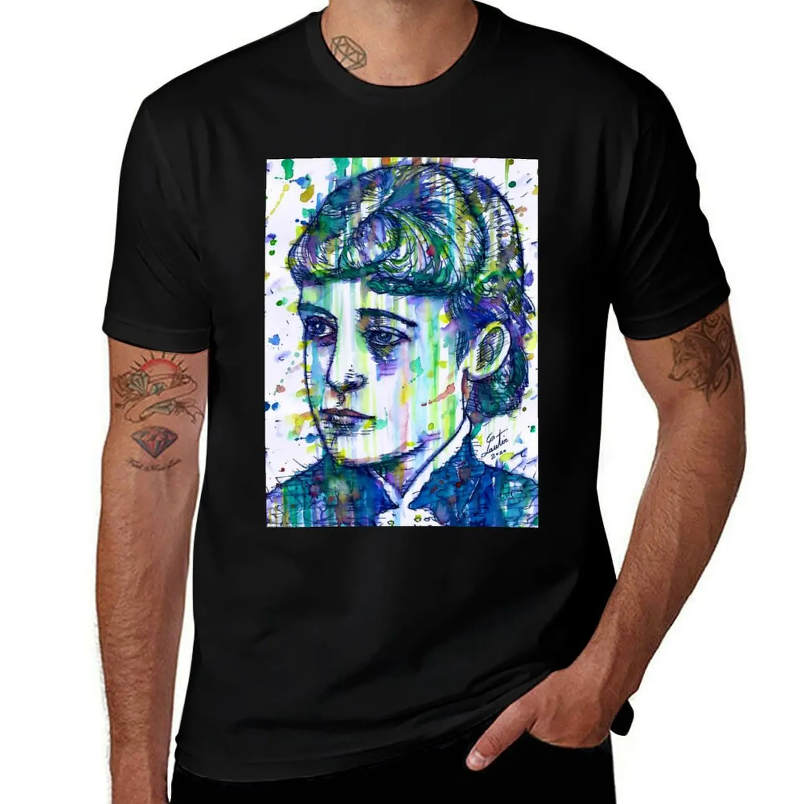 EDITH WHARTON watercolor and ink portrait T-Shirt anime t shirts oversize T-Shirt