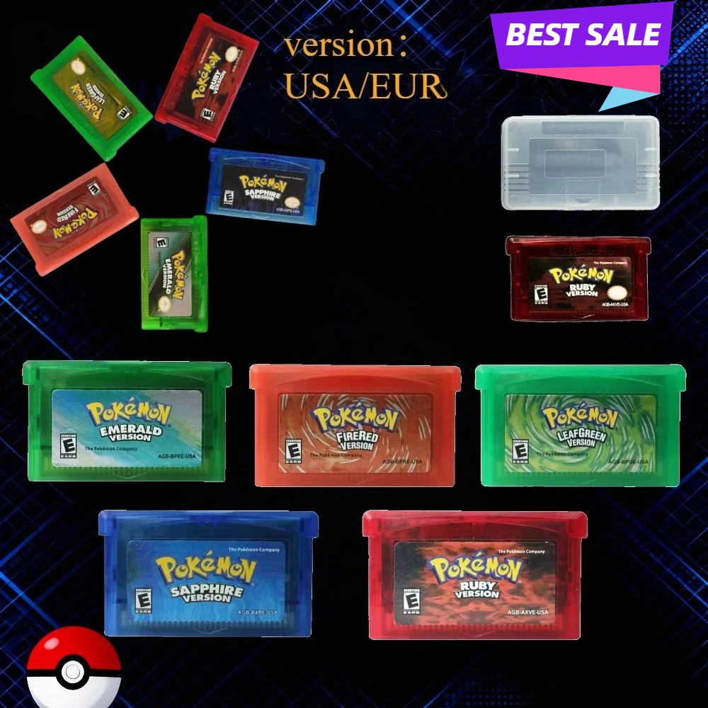 GBA Game Series 32 Bit Video Game Cartridge Console Card Pokémon (Emerald/FireRed/etc) High Quality