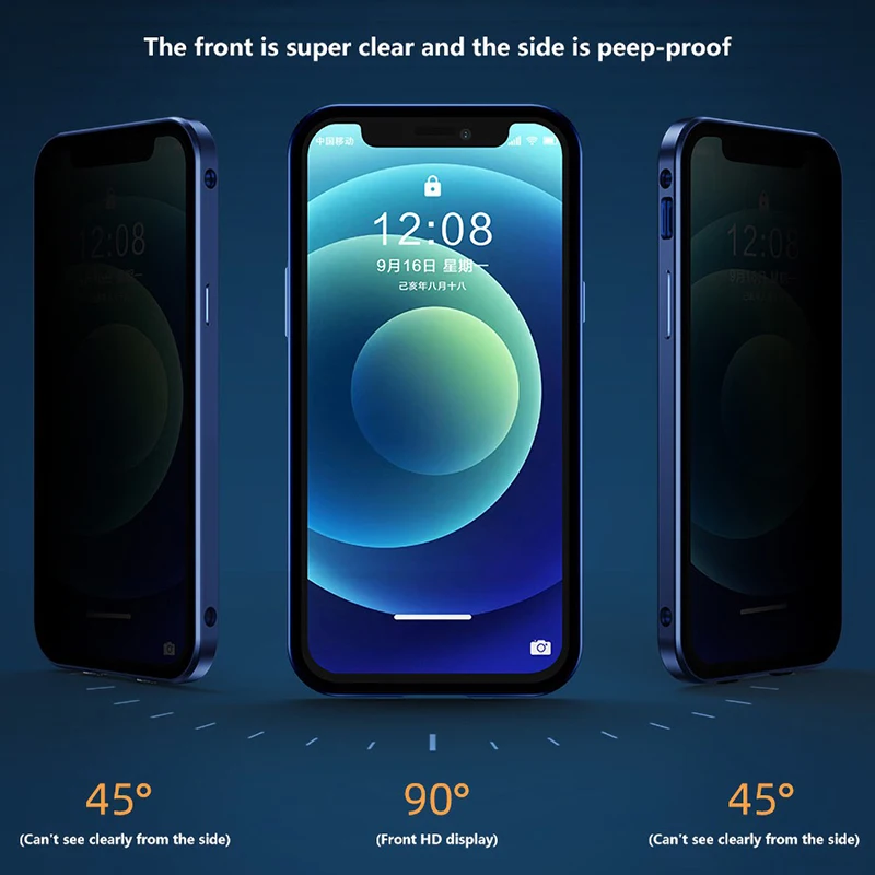 For IPhone 16 15 14 Plus 13 12 Pro Max 360 Shockproof Full Lens Protection Privacy Magnetic Transparent Case Snap on Cover