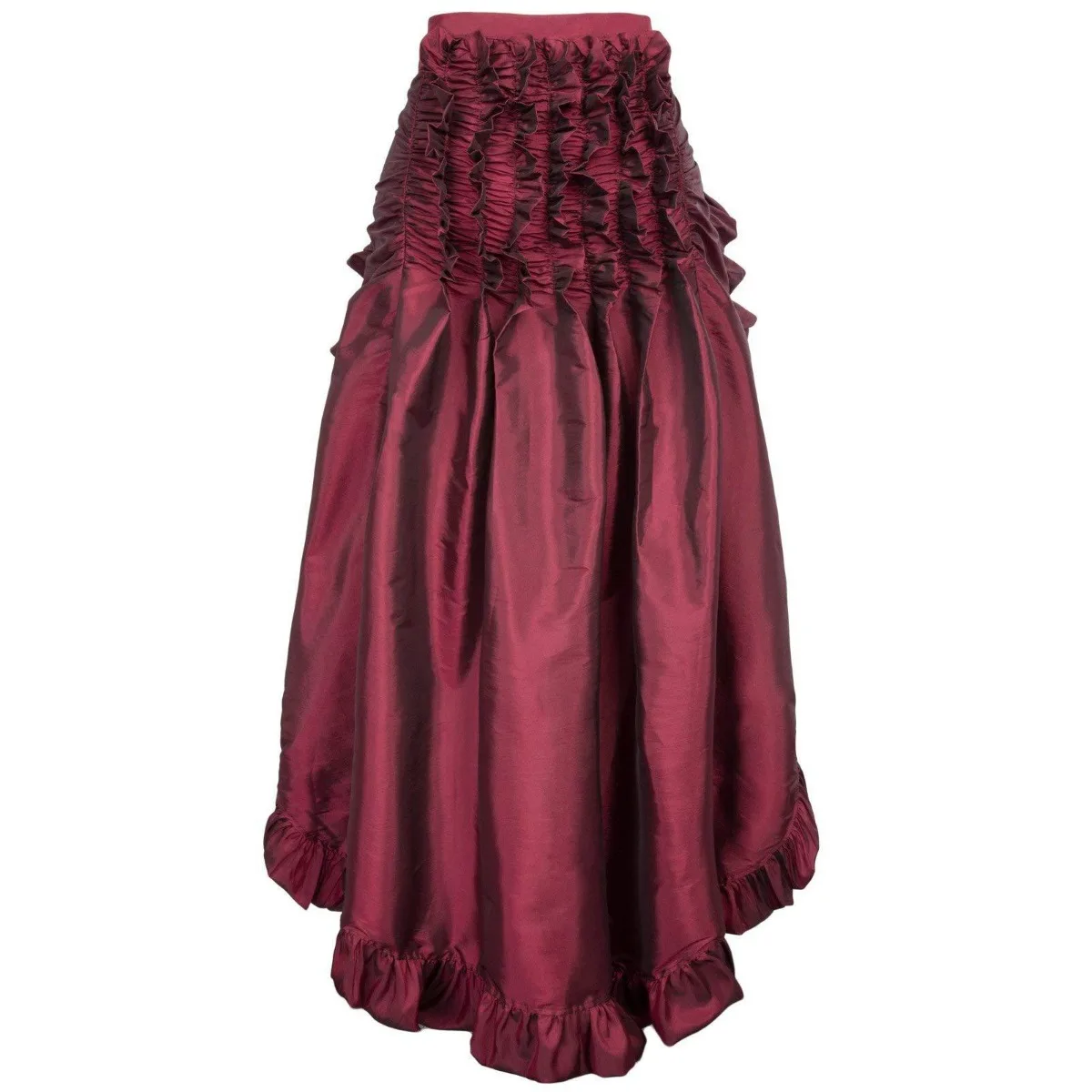 Women Gothic Steampunk Pirate Maxi Skirts Retro Renaissance Victorian Ruffled Hem A-Line Skirts Medieval Party Halloween Costume