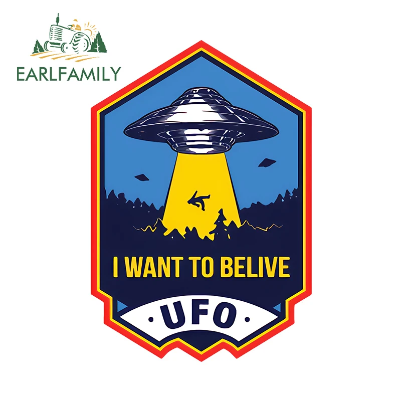 

EARLFAMILY 13 см x 8,9 см НЛО винтажный космический логотип автомобильные наклейки знак предупреждение индивидуальная наклейка украшения окна JDM аксессуары