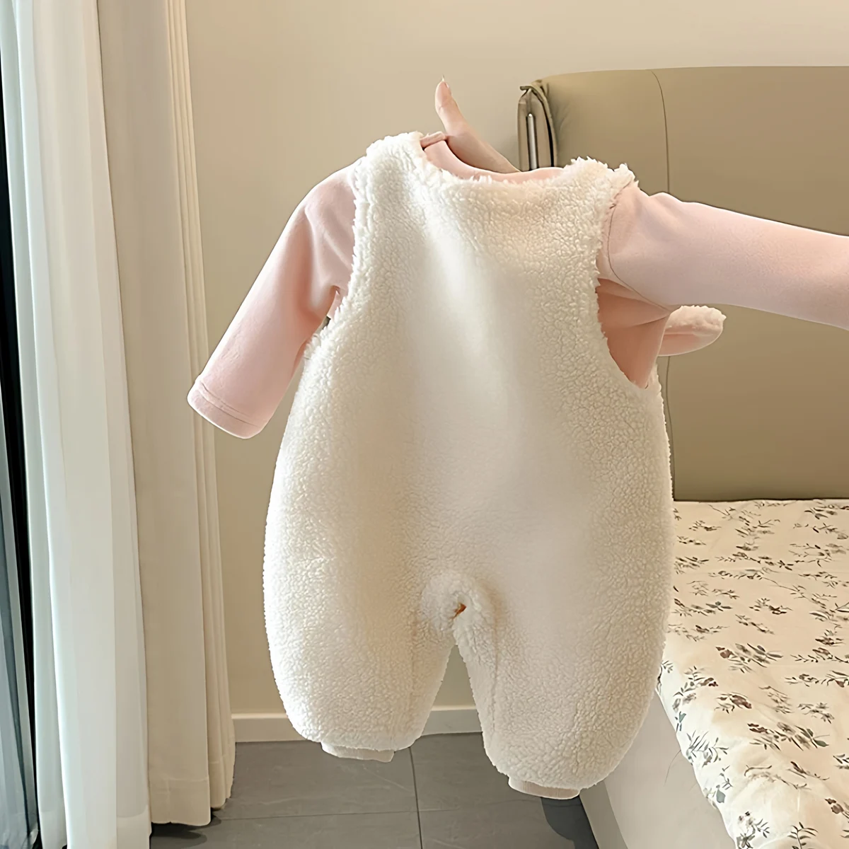 Fall winter newborn baby girls clothes outfits sets T shirts top lambhair overalls suits for baby girls clothing 1 year sets