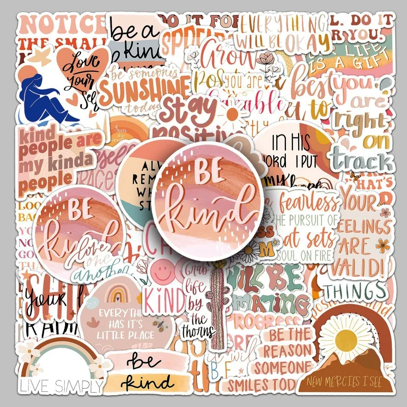 50pcs Cartoon Personality Inspirational English Creative Graffiti Decoration Stickers