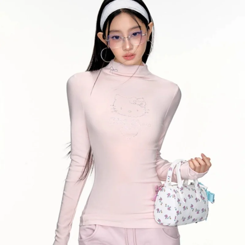 سانريو مرحبا كيتي فتاة هوديي Sweatsuit Kawaii أنيمي موضة عادية مقنع البلوز بأكمام طويلة الخريف البلوز نمط جديد