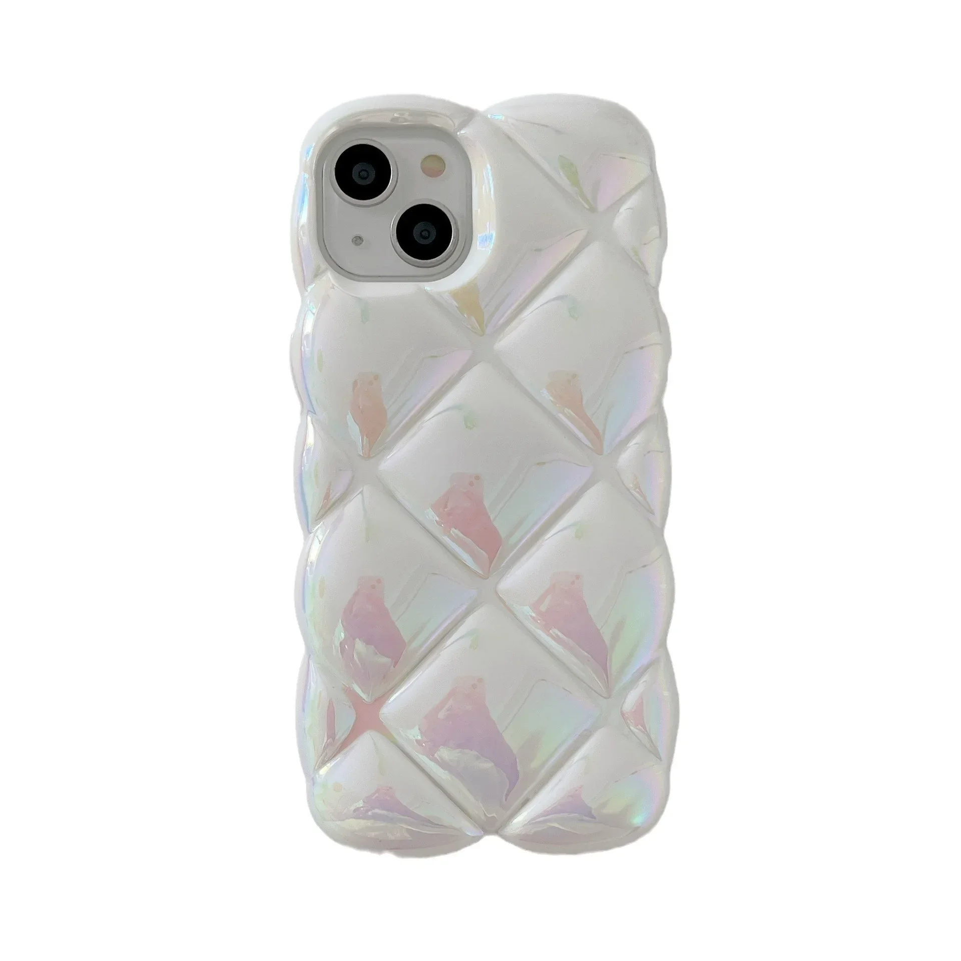 Diamond grid Plating laser pop Phone Case For iPhone 16 15 14 13 12 11 Pro Max 15 16 Plus Case Cute luxury Shockproof Soft Cover image 6