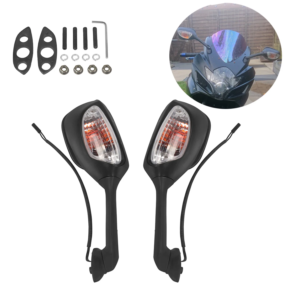 For Suzuki GSXR750 GSXR600 2011-2015 GSX-R600 750 K6 K11 Foldable Rearview Mirrors Turn Signals LED Light GSXR 1000 K9 2009-2013