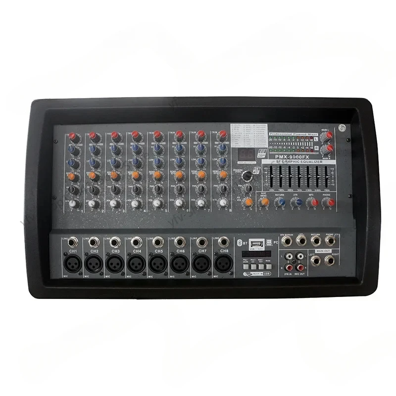 High power mixer with amplifier 8 channels 99 kinds of digital dsp bluetooth usb portable box mixer mixer