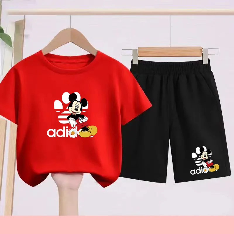 

Summer Sports Quick-drying T-shirt, 3-13-year-old Boys and Girls' Sports Set Cartoon Animation Set Summer T-shirt + Shorts