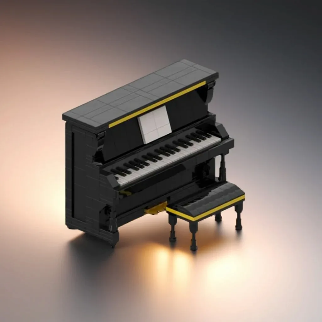 

475PCS MOC Creative Model Black Piano Technology DIY Building Blocks Display Birthday Gift Collectible Decoration Collection Set