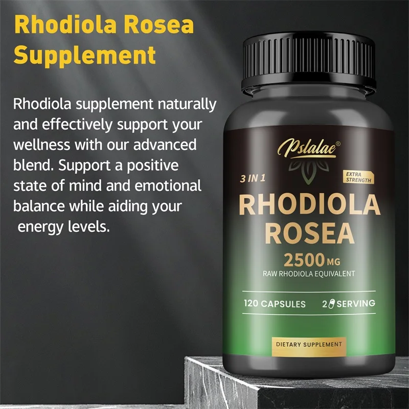 Rhodiola Rosea Capsules - with Ashwagandha, L-Theanine - Boost Energy, Relieve Stress, Improve Mood, Promote Muscle Growth