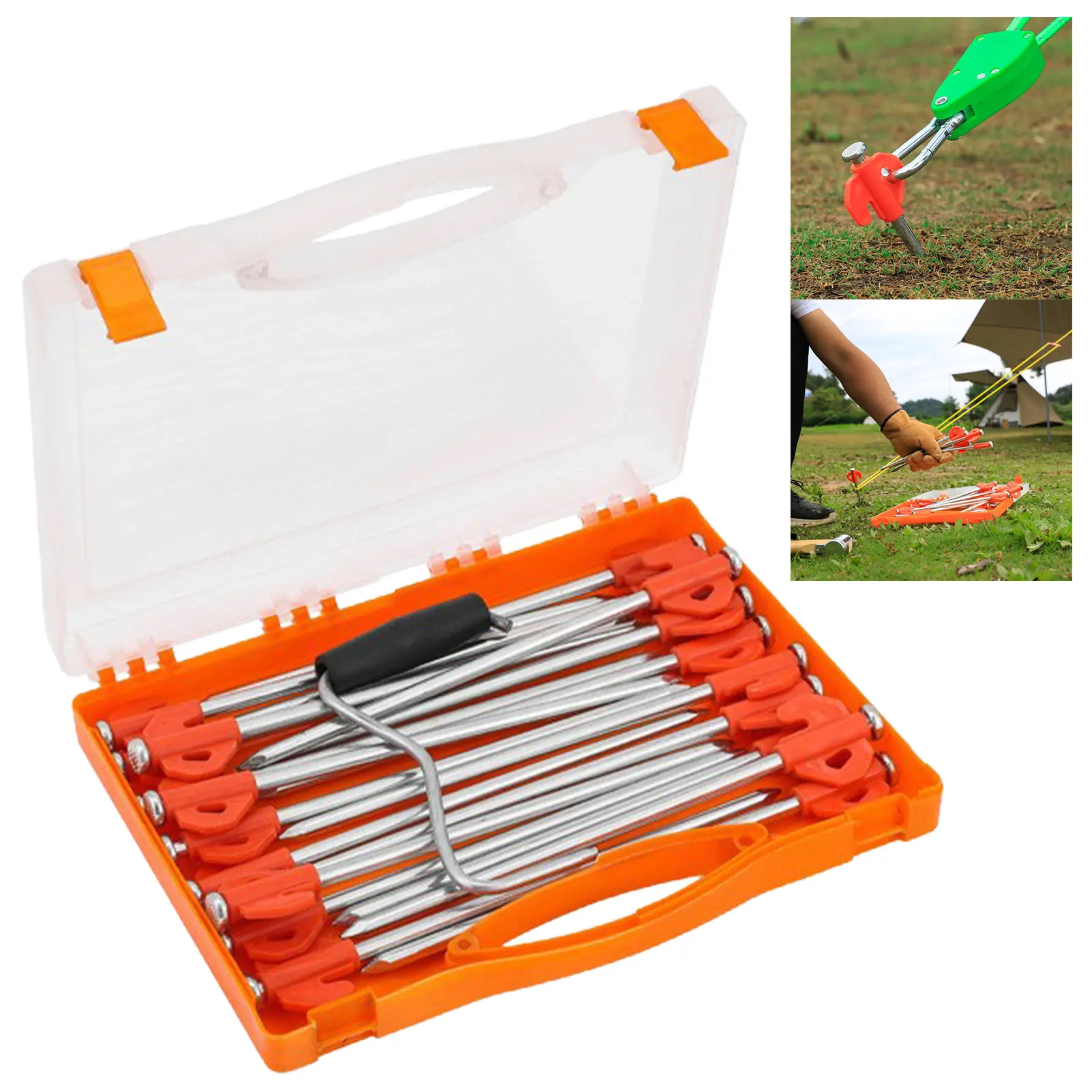 20Pcs Steel Tent Pegs Set With Rust-proof Coating And Anti Wind Design Portable Tent Fixing Nails For Outdoor Camping Hiking