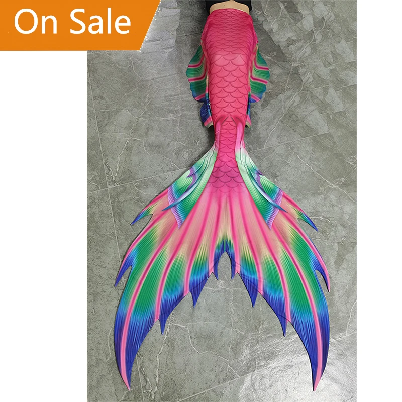 Professional Colourful Wholesale Custom Made size Swimwear Sparkle Skins Mermaid tails Fish Costume With Monofin Fin flipper