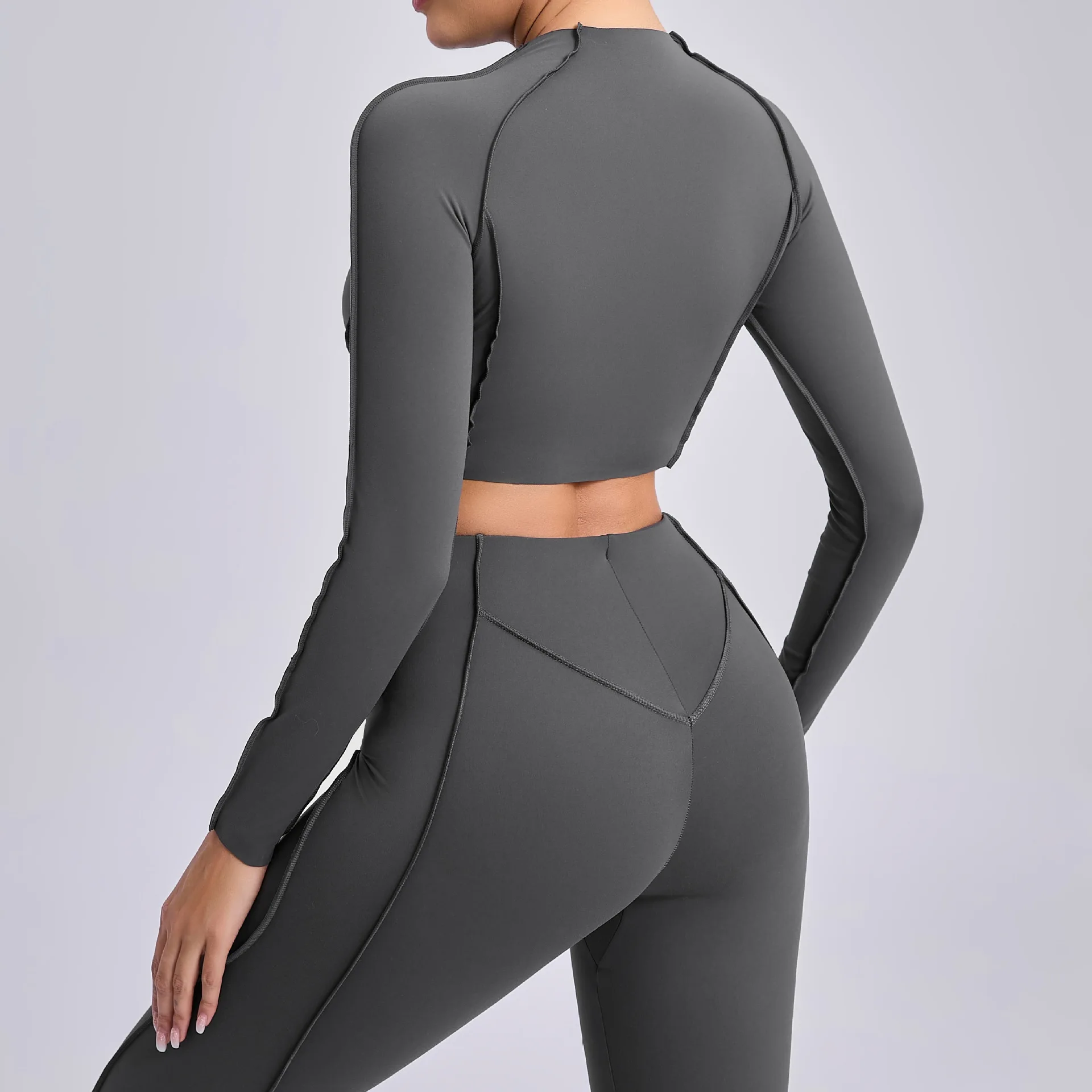 Gym Wear for Women Workout Crop Top Long Sleeve Yoga Shirts Sports Shirts Jogging Tights Fitness Activewear