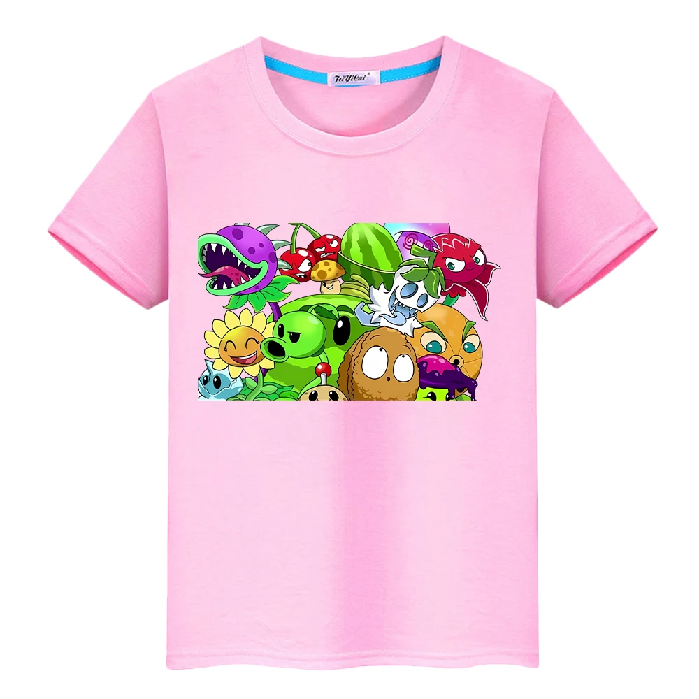 تي شيرت قطن 100% للأطفال الأولاد 10 سنوات نباتات مقابل الكسالى طباعة Kawaii قصير y2k قطعة واحدة ملابس أنيمي تي شيرت فخر ملابس الفتيات