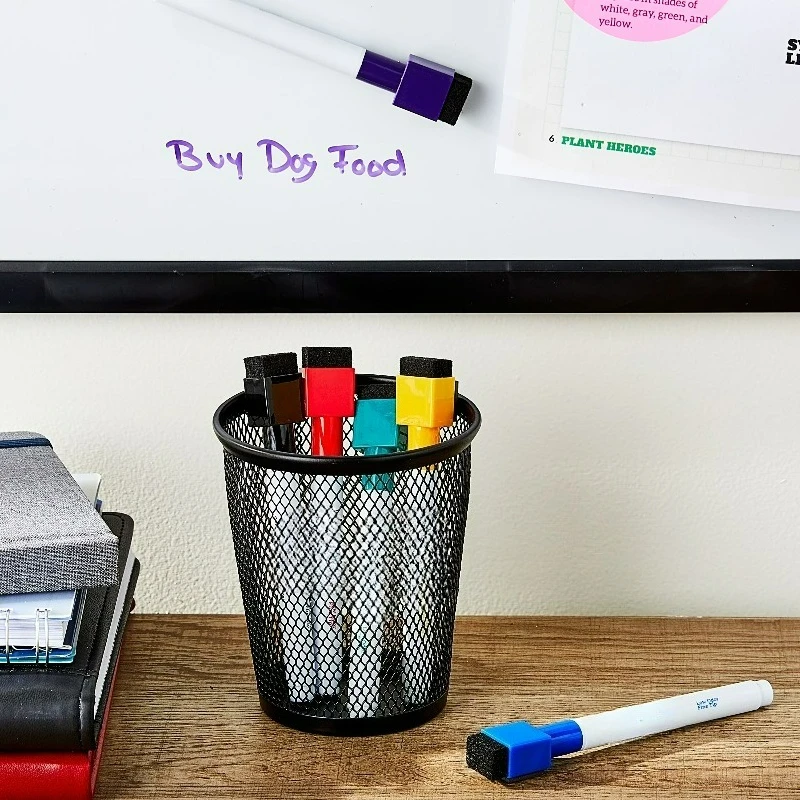 Magnetic Dry Erase Markers with Eraser, Assorted Ink Colors, Fine Tip, 6 Count