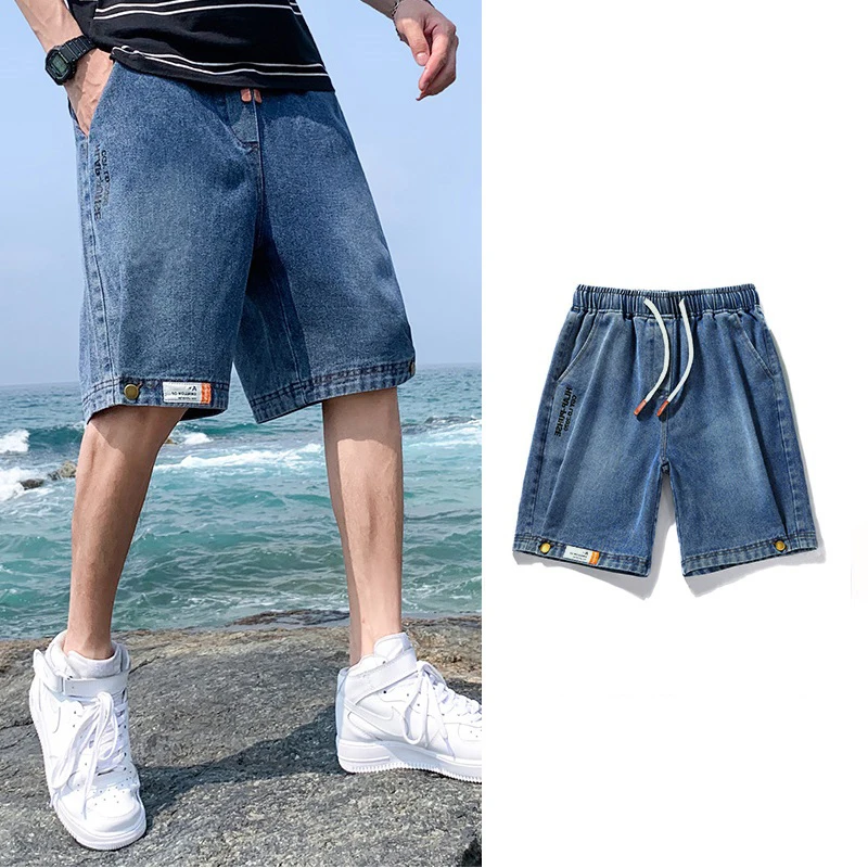 

Summer New Men's Jeans orts Loose Straight Korean Faion Outwear Five-Point Rope Tied Casual Youth ular Mid-Waist Jeans