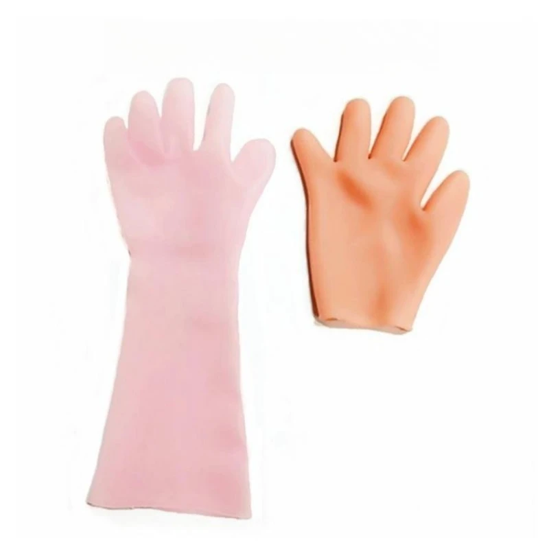 Guanti in Silicone Lunghi a Cinque Dita, Protezione Solare, Impermeabili, Sbiancanti, Anti-Screpolature, Extra Lunghi, Ultra Sottili, Colore Nude, Invisibili