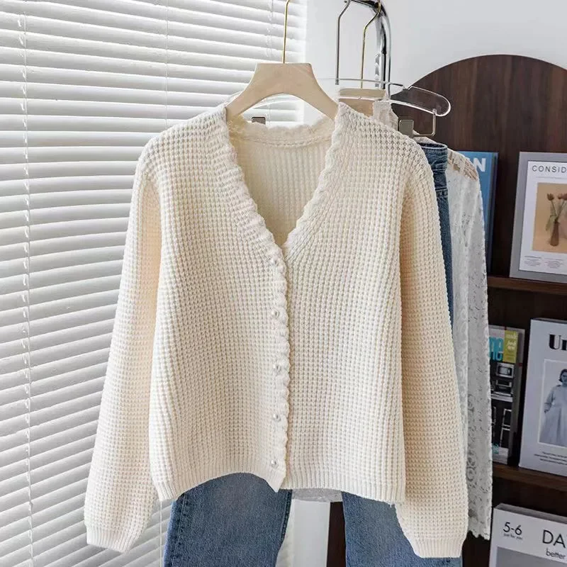 

High-Quality Knitwear Cardigan Women 2025 New Spring Autumn V-Neck Coat Joker Foreign Sweater Fashion Jackets Female Outwear Top
