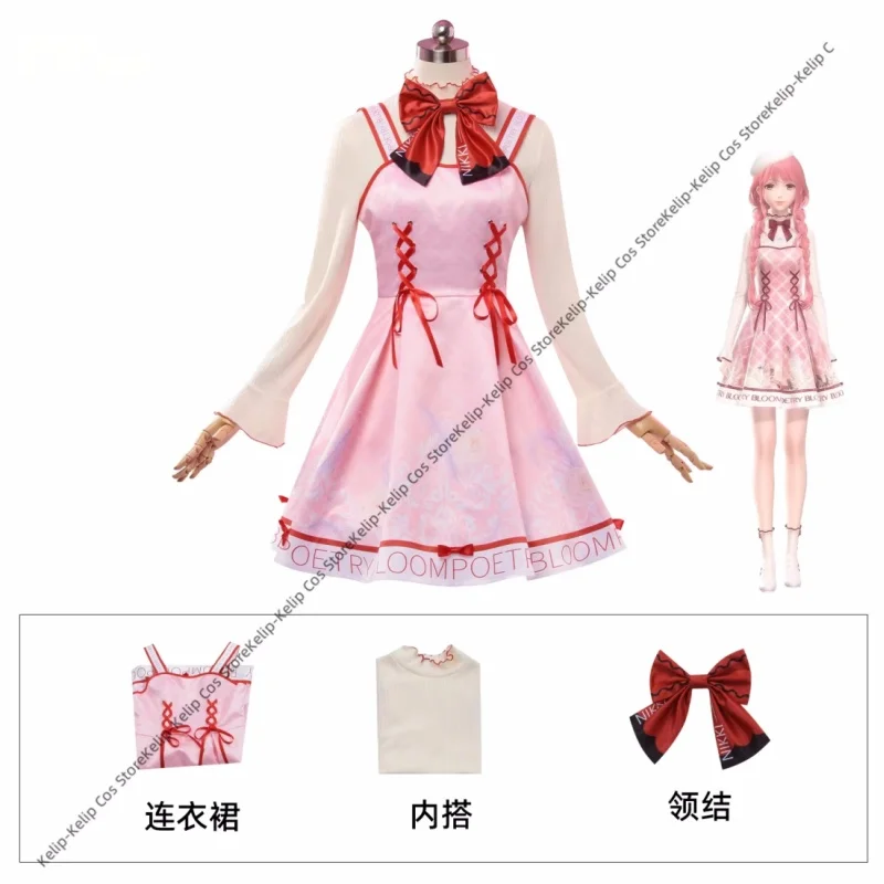 Nikki Cosplay Costume Anime Infinity Nikki Sweet Pink Lolita Dress Uniform Wig Set Halloween Party Outfit for Women SKIRTS
