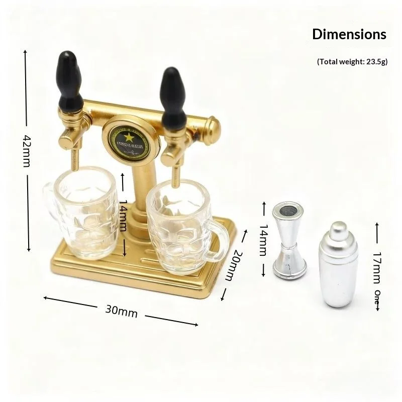 5 piezas de mini tazas de cerveza de juguete para decoración de escenas en miniatura de casas de muñecas, modelo de simulación de taza de cerveza.