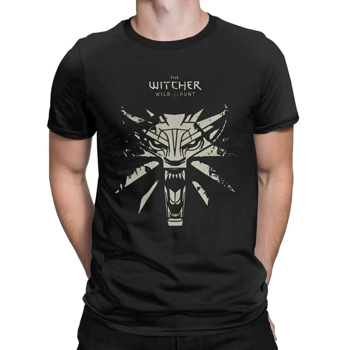 Men T-Shirts The Witchers Video Game Vintage 100% Cotton Tees Short Sleeve Wild Hunt T Shirts Crew Neck merchandise Classic