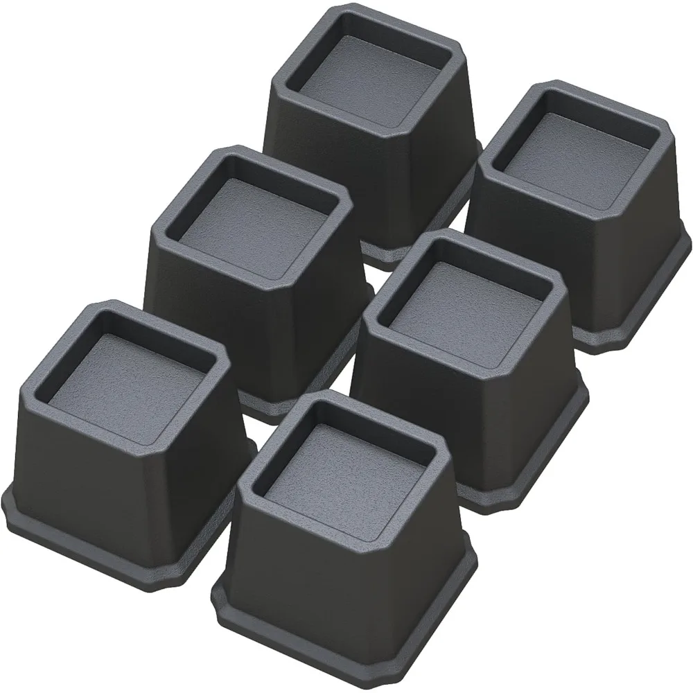 

Bed Risers 3 Inch Heavy Duty Bed Elevators, Set of 6 Lifts Up 3,000 lbs Furniture Riser for Sofa and Table, Black