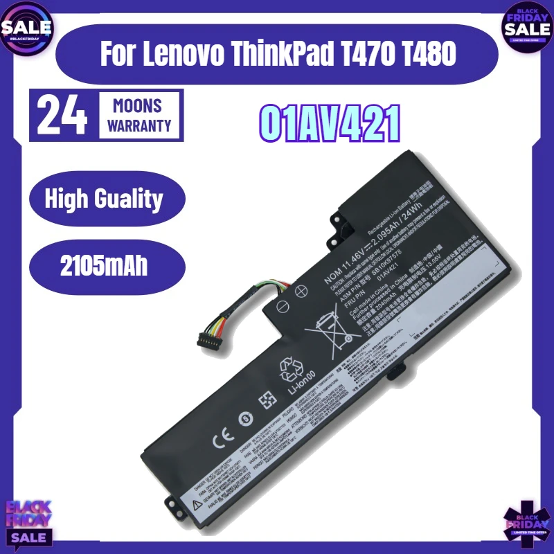 SWZY 11.4V 2105mAh 01AV489 Battery For Lenovo ThinkPad T470 20HE T480 A475 A485SB10K97576 SB10K97577 SB10K97578 01AV421 24Wh
