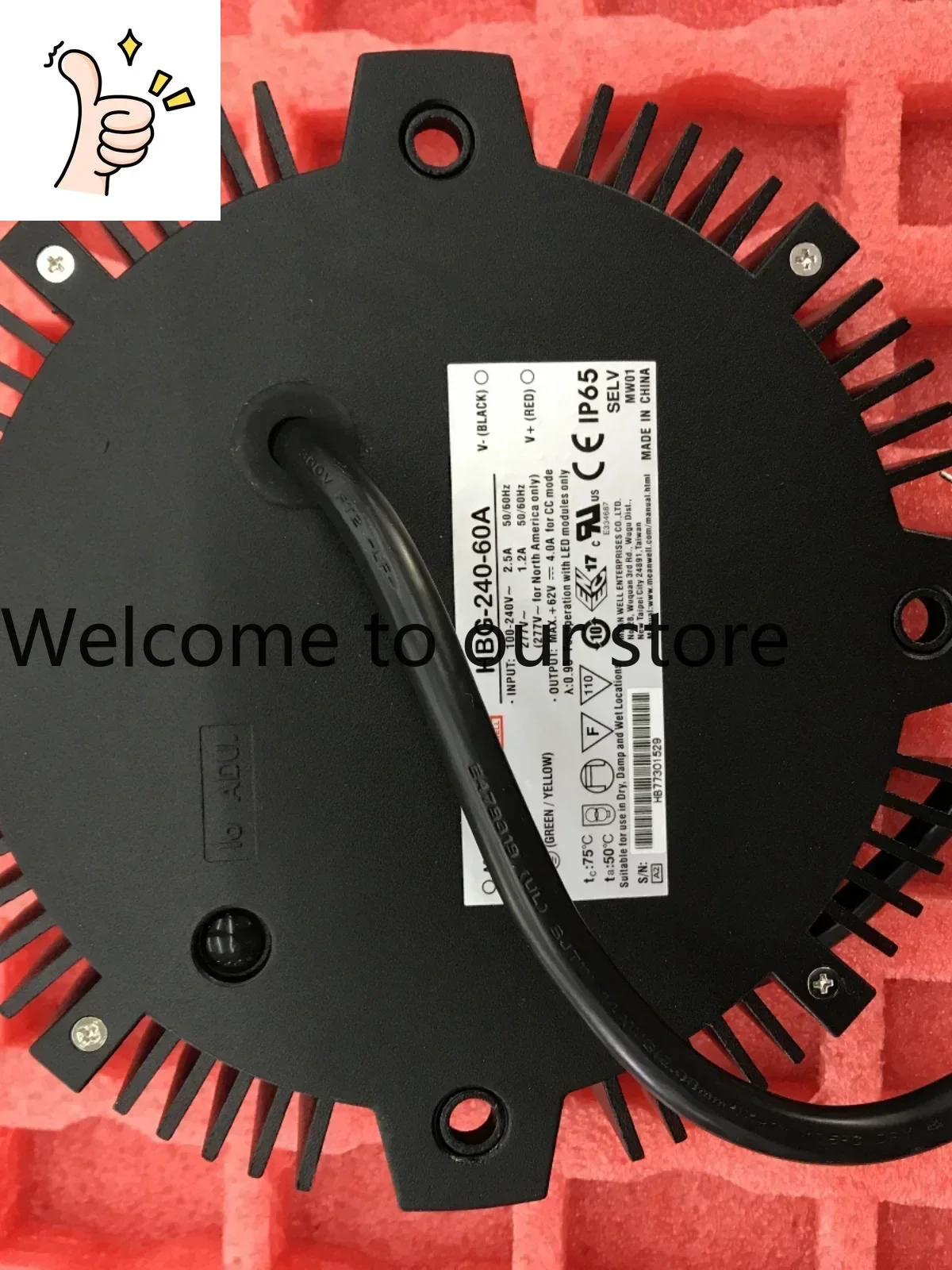2025 Taiwan Mingwei Dimming Constant Current Power Supply HBG-240-24/36/48/60 Round Aluminum Shell LED Waterproof Power Supply