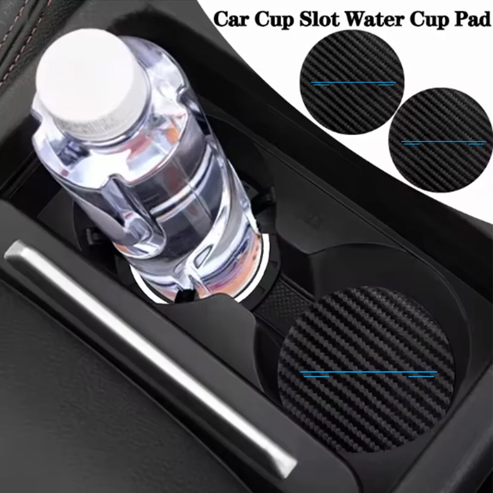 Three Blue Lines Car Interior Accessories Carbon Fiber Pattern Water Cup Mat Car Accessories Collection Non-Slip Mat Cute Cartoon Storage Slot Decorative Storage Mat