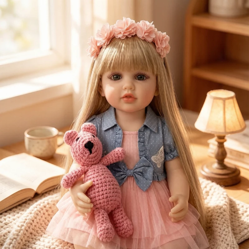 

22inch 55cm Newborn Baby Reborn Doll Betty Full Vinyl Body Girl Doll with Blonde Hair