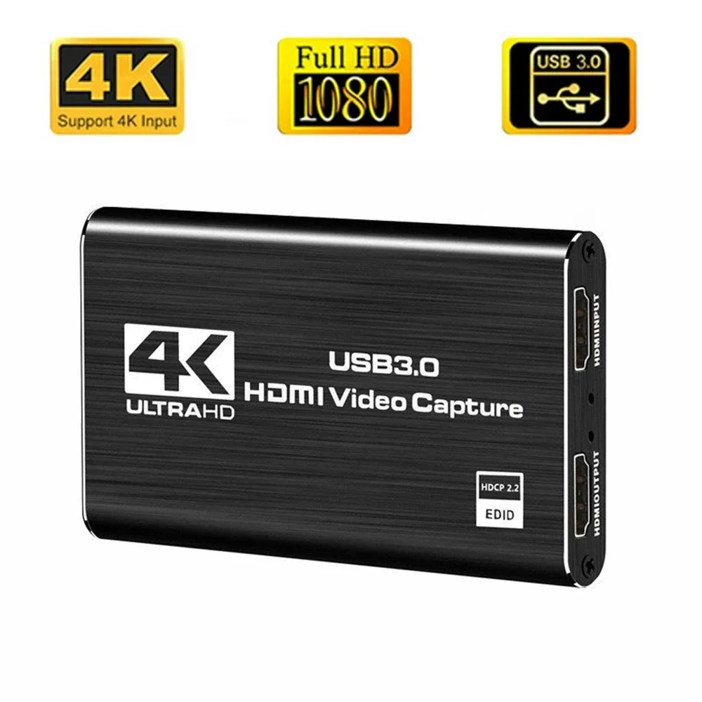 4K USB 3.0 Video Capture Card HDMI-compatible 1080P 60fps HD Video Recorder Grabber For OBS Capturing Game Card Live