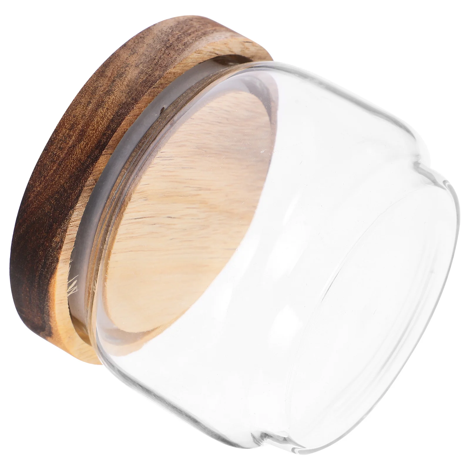 

1Pcs Food Storage Jar Glass Beech Wood Lid Sealed Kitchen Container for Tea Candy Grains Storage Wooden Cover Glass Jar