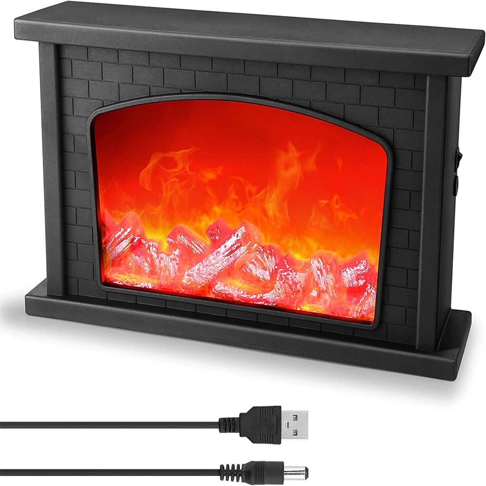 Fireplace Lights IMAGE Fireplace Lantern LED Flame USB/Battery Powered Flameless Fire Light for Home Decor Christmas Ornaments