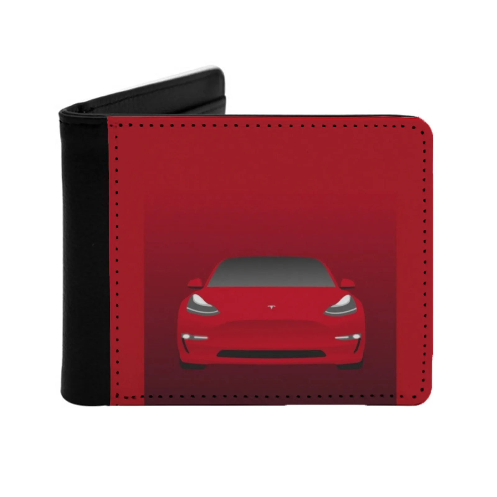 

Model 3 S3Xy Red Personalized Wallet For Men And Women Pu Leather Short Pocket Purse Model 3 Ev Electric Car S3Xy Personalized