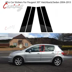 4Pcs/Set Carbon Fiber Black Pillar Post Cover For Peugeot 307 Hatchback/Sedan 2004-2013 Door Trim Window Molding Car Stickers