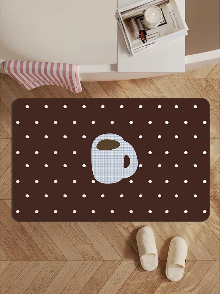 Retro Cream Cake Pattern Bathroom Mat Diatom Mud High Absorbency Anti Slip Door Mat for Bathroom Kitchen Toilet Entrance