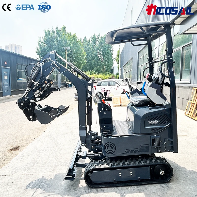 Mini-excavatrice compacte hydraulique de 1,2 tonne, directement de l'usine, avec plusieurs accessoires pour travaux de construction