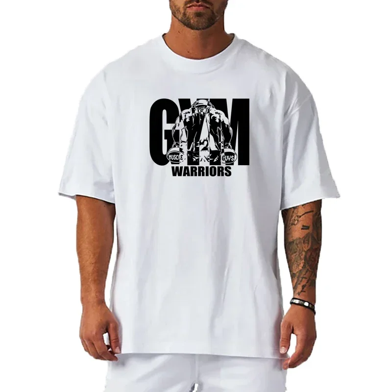 

Модная дышащая мужская футболка большого размера из 100% хлопка, летняя повседневная модная уличная футболка в стиле хип-хоп, фитнес, тренажерный зал, спортивная футболка с круглым вырезом