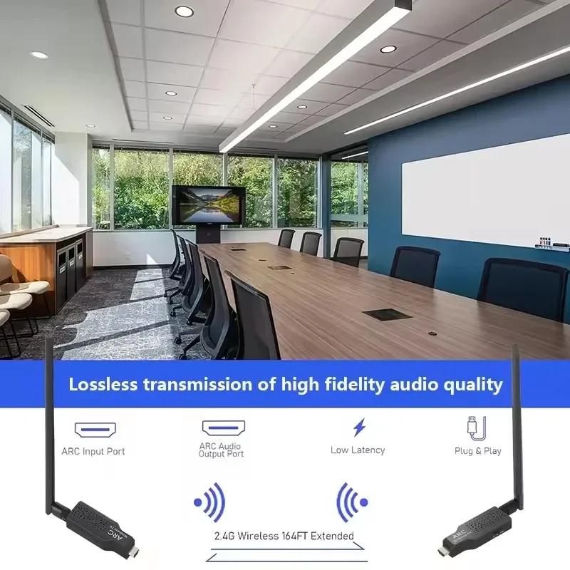 50M 2.4G Wireless ARC Audio Transmitter Receiver Wireless HDMI ARC Audio Extender Adapter for TV Projector To Sound Bar Speaker