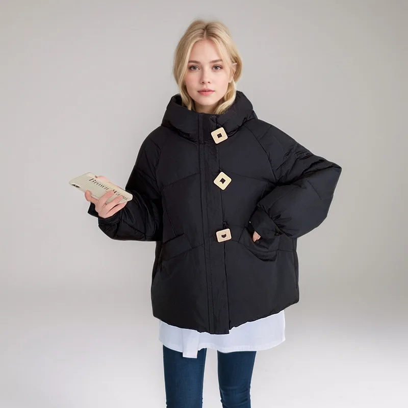 Winter-Parka für Damen, gespleißt, einreihig, große Taschen, gepolsterter Mantel für Stehkragen, lässiger Damenmantel