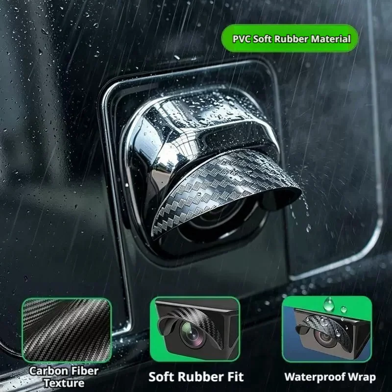 SEAMETAL Car Reverse Lens Cover Camera Rain Hood Soft PVC Adhesive Curved Splash Protection Durable Camera Weather Accessories