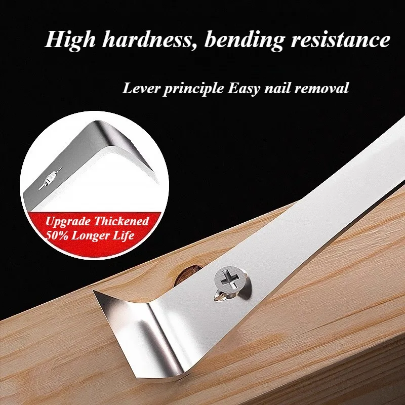 Stainless Steel Pry Bar and Scraper Tool Heavy Duty Multi-Purpose for Demolition Woodworking Painting Prep DIY Hand Tool