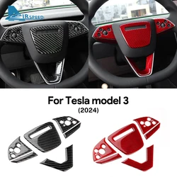 AIRSPEED Real Soft Carbon Fiber Steering Wheel Frame Cover For Tesla Model 3 Highland 2024 Sticker Trim Car Interior Accessories