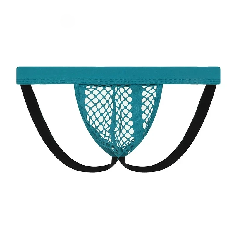 

Men's See-through Mesh Jockstrap High Elastic U-Pouch Sexy G-String, Breathable Hollow Out Open Back Thong for Young Guys Tangas