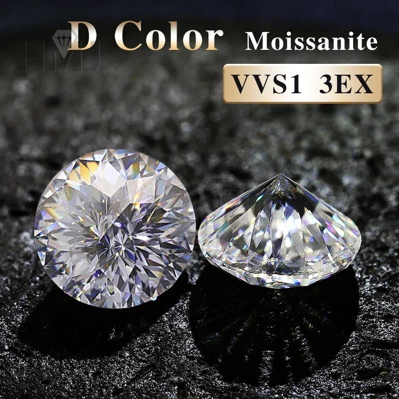 Real Moissanite Stone Round Emperor Cut Natural Color Blue Green Champagne D Color  Loose Gemstones Beads for Jewelry making