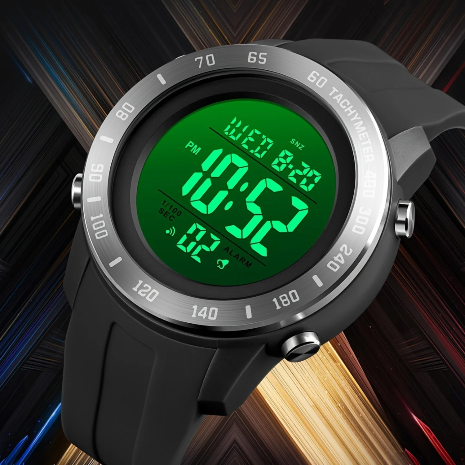 

Round LED Light Up Electronic Watch With Silicone Band, Waterproof Sports Watch