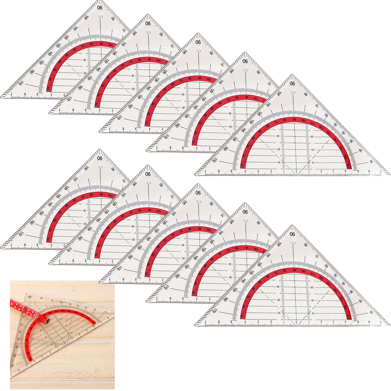 10pcs Protractor Geometry Triangles Durable Drawing Students Detailed Design Measuring Office Designer Math School Supplies