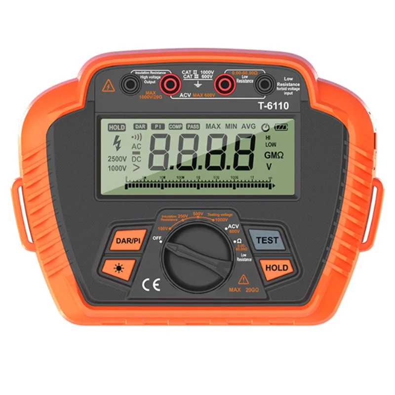 Penguji Resistansi Isolasi LICE Digital 1000V Megohmmeter, Maks 20GΩ, Mengukur Rasio Penyerapan Resistansi Rendah