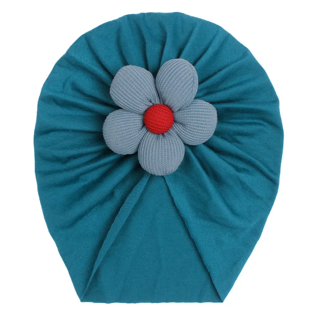 European and American Ins Autumn and Winter New Children\'s Solid Color Cotton-like Hat Baby Flower Breathable Sleeve Caps